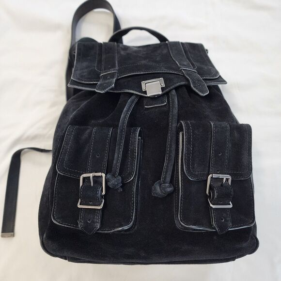 Proenza Schouler Handbags - Proenza Schouler Black Suede Backpack Purse PS1 Large Made in Italy